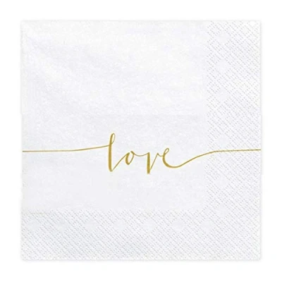 Afbeelding van Partydeco Servetten wit Love 33x33cm 20 stuks