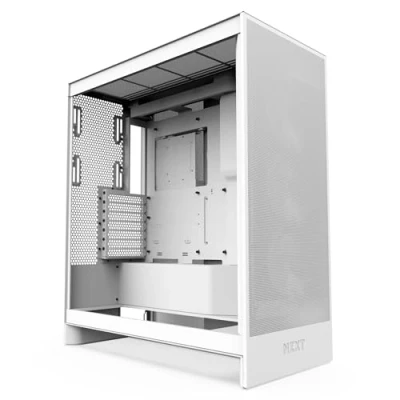 Image de Boitier PC NZXT H7 FLOW moyen tour blanc avec panneau latéral verre trempé