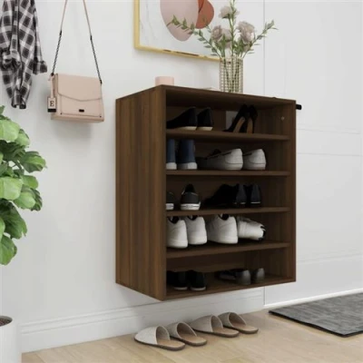Image de vidaXL Meuble à chaussures Chêne marron 60x35x70 cm Bois d&#039;ingénierie816016
