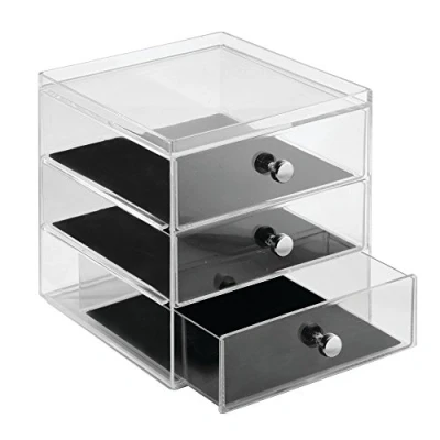 Afbeelding van iDesign Clarity Juwelenbakje met 3 Laden Kunststof Transparant