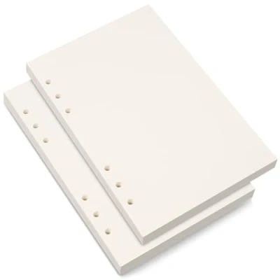 Afbeelding van 2 vellen blanco A5 papier, 6 gaten, navullingen papier voor agenda, map, kranten, notities, 80 vellen/160 pagina&#039;s, 14 x 21 cm, beige