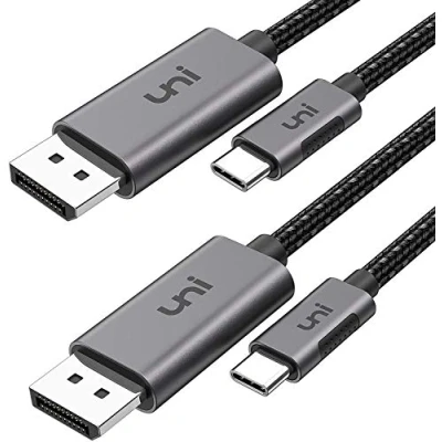 Afbeelding van uni USB C kabel DisplayPort 1,8m (4K @60Hz, 2K @144Hz), Thunderbolt 3 naar DisplayPort, compatibel met MacBook Pro, Air, iPad Dell XPS 15, Surface Book 2 en Plus 1,8 m, stuks