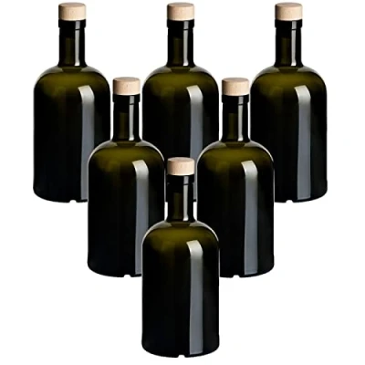 Afbeelding van gouveo Set van 6 glazen flessen 500 ml Klassieke antieke stijl Met kurksluiting Lege 0,5 l Om te vullen Voor likeuren, schnaps, gin, olie, azijn