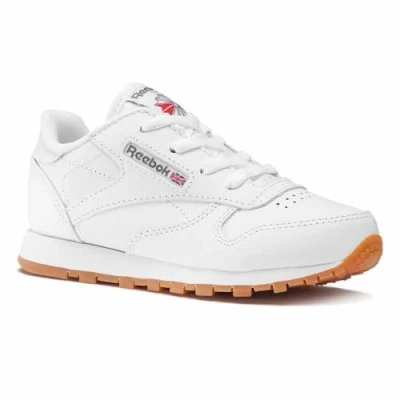 Afbeelding van Reebok Classic Leather Trainers Sneakers laag voor kinderen, Maat: 30, White/gum/int Leer