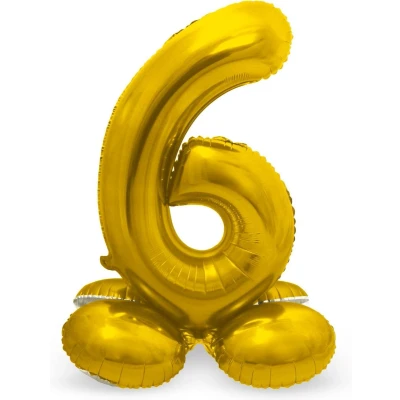 Afbeelding van Cijfer Ballon 6 staand goud 72 cm