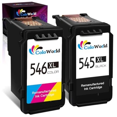 Afbeelding van ColoWorld Gereviseerde Inktpatronen voor Canon 545 546 XL PG 545XL CL 546XL combopack met PIXMA MG2550S TS3150 TS3350 MG3050 TR4550 TS205 MG2450 MG2950S MX495 TS3450 Printers Zwart &amp; Kleur