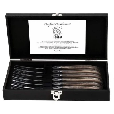 Afbeelding van Laguiole Style de Vie Steakvorken Luxury Line Olijfhout 6 Stuks
