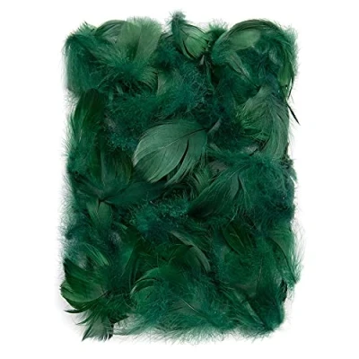Afbeelding van Netuno Donsveren 10g, vogelveren, knutselveren, paasdecoratie, Kerstmis, decoratie, donkergroen, 150 stuks