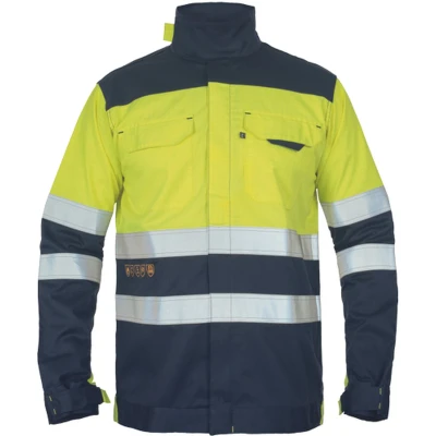 Afbeelding van Cerva MULTINORM RIDE vlamvertragend high vis werkjas 03510050 Geel/Navy 3XL