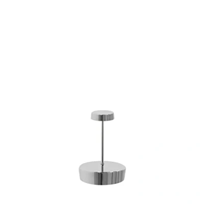 Afbeelding van Zafferano, Swap Mini lamp met glanzende chroom afwerking, oplaadbare en draadloze tafellamp touch bediening, te gebruiken als binnenlamp, dimmer, 2700 K, hoogte 14,8 cm