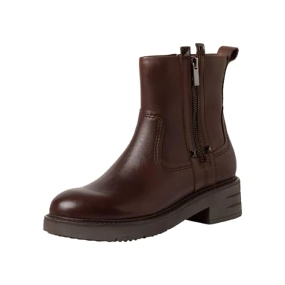 Afbeelding van Marco Tozzi 2 25008 43 enkellaarzen met ritssluiting voor dames, Cognac.