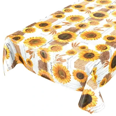 Afbeelding van ANRO Tafelzeil tafelkleed, kamille, gele bloemen, zon, 100 x 140 cm