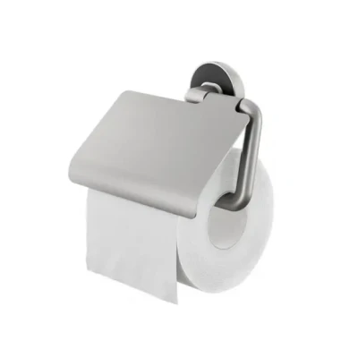 Afbeelding van Tiger Cooper Wc rolhouder met klep Toiletrolhouder Zonder boren TigerFix (apart verkrijgbaar) RVS geborsteld / Zwart
