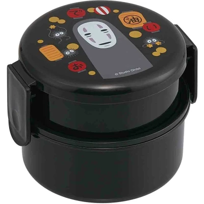 Afbeelding van Spirited Away Ronde bento box met 2 etages folk, 500 ml, authentiek Japans design, magnetronbestendig, zwart
