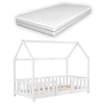 Afbeelding van Kinderbed Sisimiut met uitvalbeveiliging en matras 70x140 wit