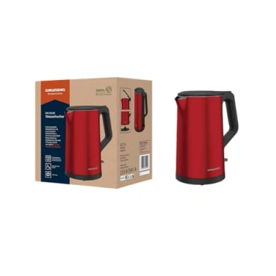 Afbeelding van Grundig WK 8340 Elektrische waterkoker, 2150 W, inhoud 1,5 l, kabelhaspel, automatische uitschakeling, verborgen verwarmingselement van roestvrij staal, Cool Touch met dubbelwandig, rood