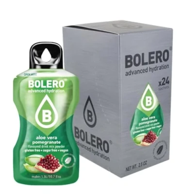 Afbeelding van Bolero ALOE VERA POMEGRANATE 24 x 3 g Suikervrij poedersap gezoet met stevia + vitamine C Geschikt voor kinderen en diabetici Glutenvrij veganistisch De smaak