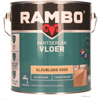 Afbeelding van Rambo Pantserlak Vloer Transparant Zijdeglans Sneldrogend Vocht &amp; Vuilwerend Kleurloos 2.5L