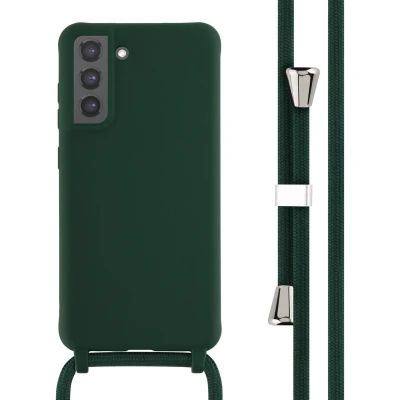 Afbeelding van iMoshion hoesje met koord Geschikt voor Samsung Galaxy S21 FE Siliconen Donkergroen
