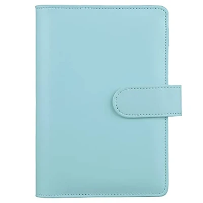 Afbeelding van HAUTOCO PU lederen A6 Budget Binder Cover, Hervulbare 6 Ring Notebook Folder Personal Planner voor Geld Organiser, Losse Blad Besparende Portemonnee Cash Stuffing Binder, Mint Blauw
