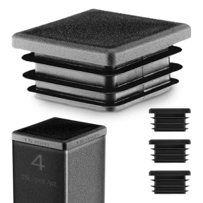 Afbeelding van EMFA 4 stuks lamellenstoppen voor vierkante buis 15 x mm kunststof 1,5 cm zwart