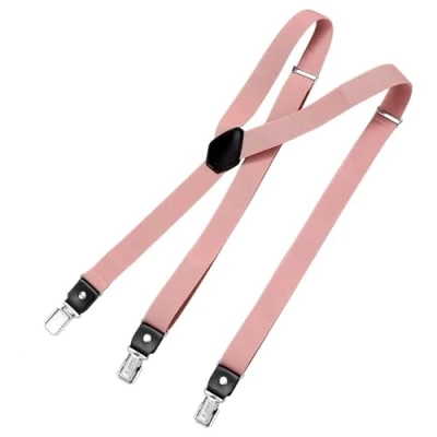 Afbeelding van DonDon Dunne bandjes van 2,5 cm, 3 Y vormige clips, elastisch en in lengte verstelbaar, Roze (W), één maat, (W)