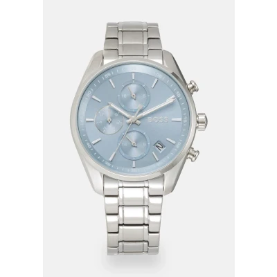 Afbeelding van BOSS Grand TOUR Ladies Chronograaf silvercoloured/blue, Dames, Maat: One Size, Silver coloured/blue