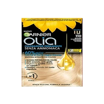 Afbeelding van Garnier Olia Tinta haar, zonder ammoniak, dekt 100% wit veganistische formule, lichtblond natuurlijk intens