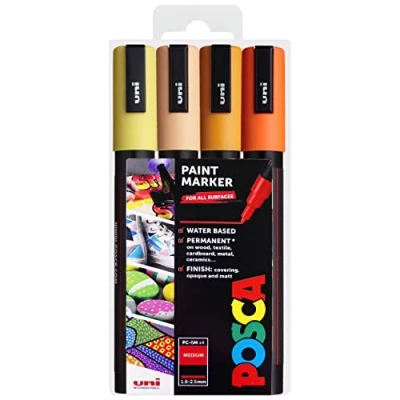 Afbeelding van Posca PC 5M Permanente marker op waterbasis, 1,8 2,5 mm, zonsopgangtinten, 4 stuks
