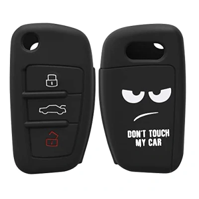Afbeelding van kwmobile Autosleutel hoesje geschikt voor Audi 3 knops behuizing in wit / zwart Don&#039;t Touch My Car design