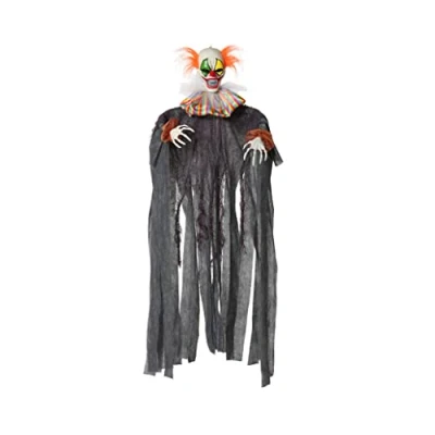 Afbeelding van Halloween/horror thema hang decoratie horror clown enge/griezelige pop 120 cm