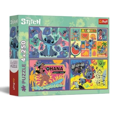 Afbeelding van Trefl 4 in 1 puzzel: Lilo &amp; Stitch, Incredible Stitch x 250 stukjes Vierdelige puzzelset voor tieners