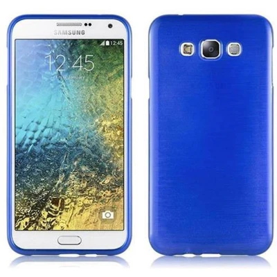 Afbeelding van Cadorabo Hoesje geschikt voor Samsung Galaxy E7 in BLAUW Beschermhoes van flexibel TPU silicone Case Cover Brushed design