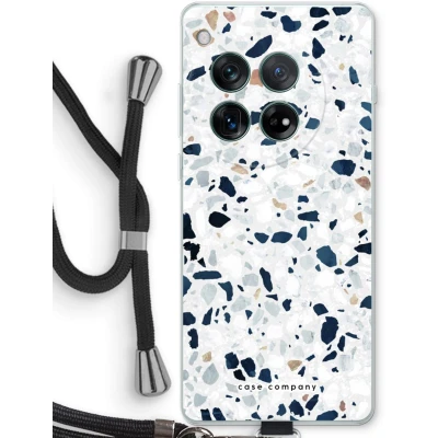 Afbeelding van Case Company® hoesje met Koord geschikt voor OnePlus 12r Terrazzo N1 Telefoonhoesje Zwart Bescherming aan alle Kanten en Over de Schermrand