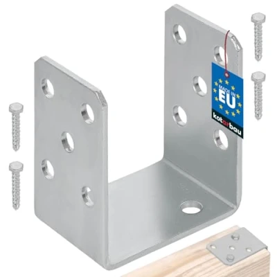 Afbeelding van KOTARBAU® U vormige paaldrager om vast te schroeven, 80 mm, zilver thermisch verzinkt, perfecte oplossing voor het verbinden van verschillende elementen