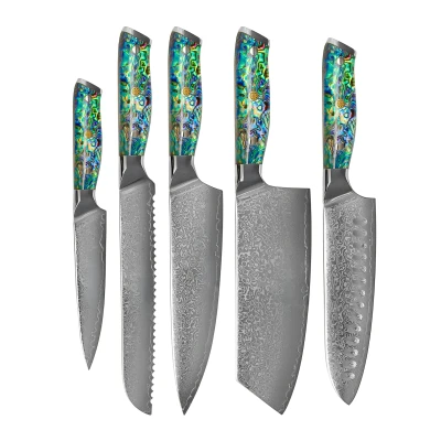 Afbeelding van Parelmoer Jewels Serie 5 delige Damascus Messenset