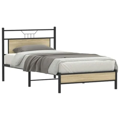 Afbeelding van vidaXL Bedframe zonder matras 107x203cm spaanplaat sonoma eikenkleurig