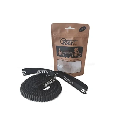 Afbeelding van TRAX Flex elastische band zwart voor fiets E bike MTB volwassenen kind uniseks fietstrekker sleeptouw sleepsysteem sleepkabel
