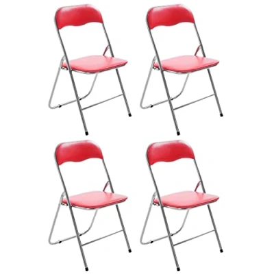 Afbeelding van CLP Felix Set van 4 klapstoelen rood/zilver