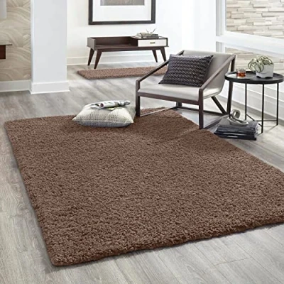 Afbeelding van VIMODA Prime Shaggy hoogpolig tapijt voor woonkamer slaapkamer moderne kleur nougat grootte: 140 x 200 cm