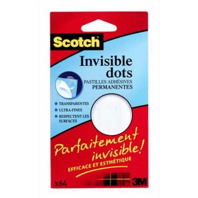 Image de Scotch Invisible Dots 64 pastilles adhésives invisibles double face