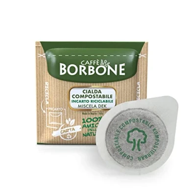 Afbeelding van Caffè Borbone koffiepad, composteerbaar, recyclebare verpakking, decafeïne mix, 100 dranken, ESE systeem
