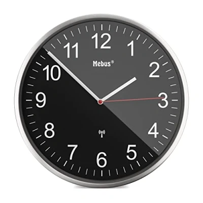 Afbeelding van Mebus 19578 Wandklok Zendergestuurd 30 cm Zilver