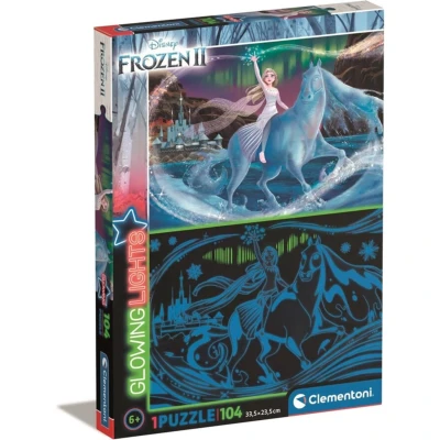 Afbeelding van Clementoni Glowing Frozen 2 Glow In The Dark Puzzel 104 Stukjes 1 Stuk