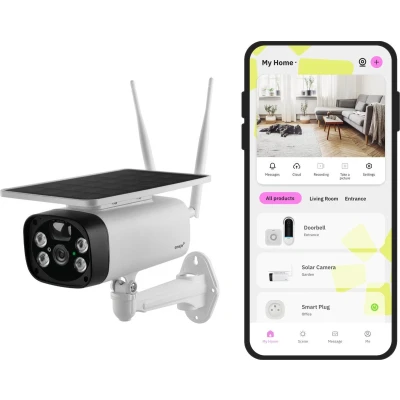 Afbeelding van Omajin Solar camera Beveiligingscamera HD Outdoor Bewakingscamera voor buiten Batterij Nachtzicht Bewegingsdetectie incl. 64 SD Kaart Wit