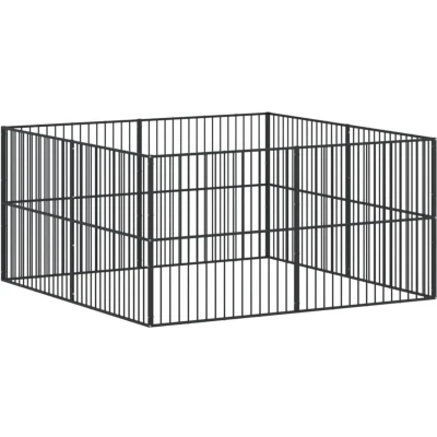 Afbeelding van vidaXL Hondenkennel 8 panelen gepoedercoat staal zwart