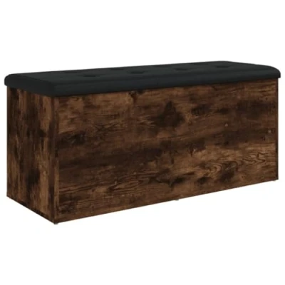 Afbeelding van Opbergbankje 102x42x45 cm bewerkt hout gerookt eikenkleurig