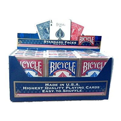 Afbeelding van Cartridge met 12 kaartspellen Bicycle in pokerformaat (6 blauw + 6 rood)