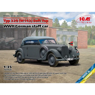 Afbeelding van 1:35 ICM 35542 Mercedes Benz Typ 320 (W142) Soft Top WWII German staff car Plastic Modelbouwpakket