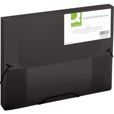 Afbeelding van Q CONNECT elastobox, met elastieken, A4, rug 25 mm, zwart
